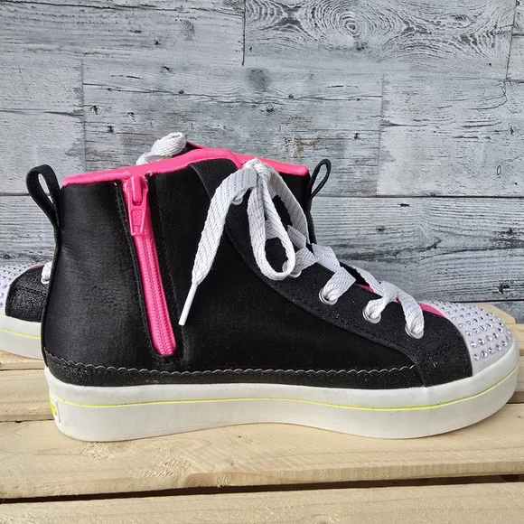 Skechers Flip Kicks Sneakers 314025L High Top Neon Pink Green Neon Youth Size 5 - Picture 4 of 12